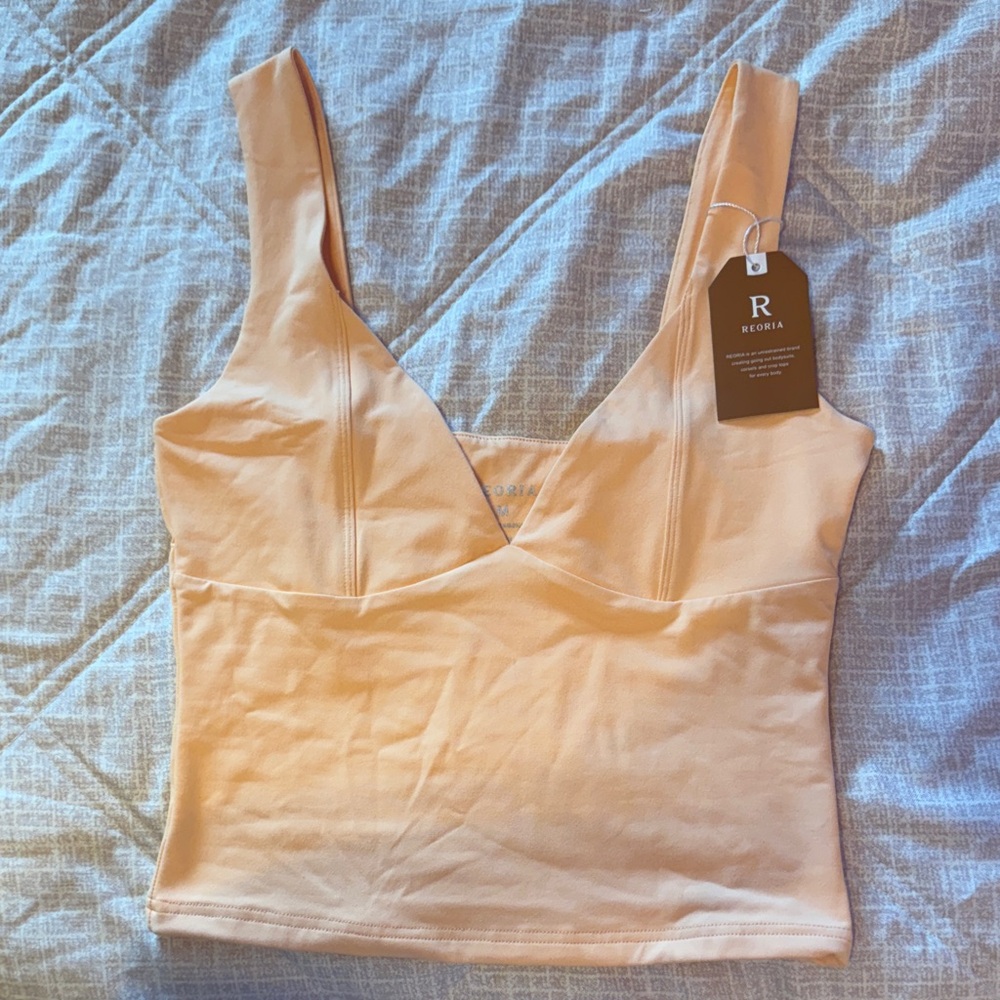 ReoRia Bright Peach V-Neck Crop Top